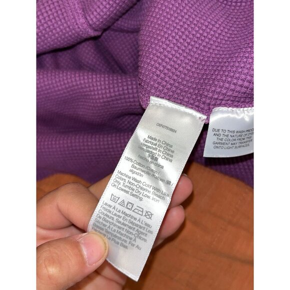 NWT Madewell Waffle Knit Cropped Long Sleeve Top Purple Thermal Size Large - Picture 10 of 10